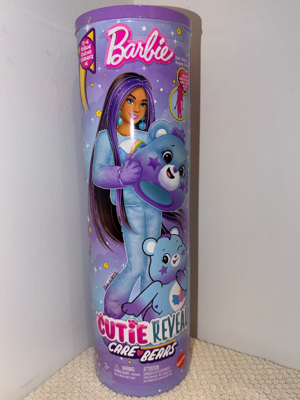 Barbie Cutie Reveal Care Bears Doll Series 2 Dream Bright Bear with 10 Surprises